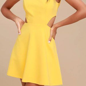 Lulu's Yellow Cutout Skater Dress